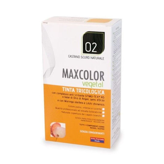 Vital Factors - Max Color Vegetal Tintura Castano Scuro Naturale 02 Confezione 140 ML
